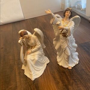 Elegant White and Gold Angel Figurines